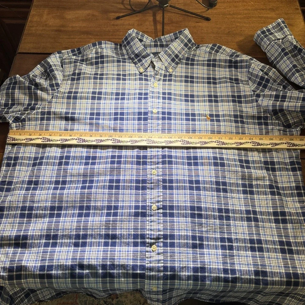 Polo Ralph Lauren Button Down Plaid Dress‎ Shirt Sz XXL Tall. Classic, Preppy.